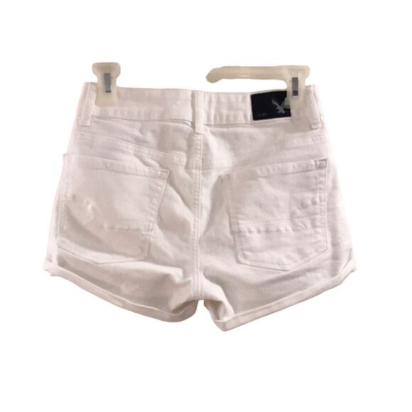 American Eagle Hi Rise Shortie Shorts White Super Super Stretch Denim - Picture 2 of 7